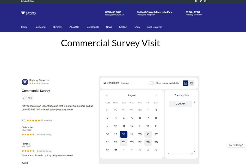 booking page