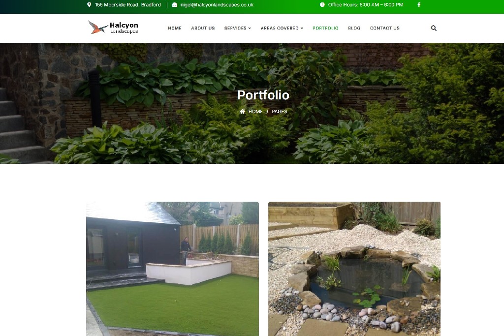 halcyon website portfolio page